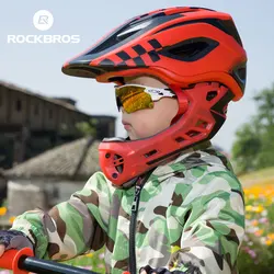 ROCKBROS Cycling Bike Helmet Full Covered Child Helmet EPS Parallel Car Children Helmet 2 In 1 Sport Safety Riding Helmets