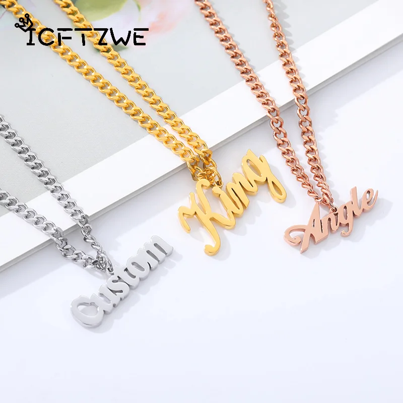 Customized Name Necklaces For Women Stainless Steel Name Necklace Personalized Letter Choker Pendant Jewelry Gift 2021