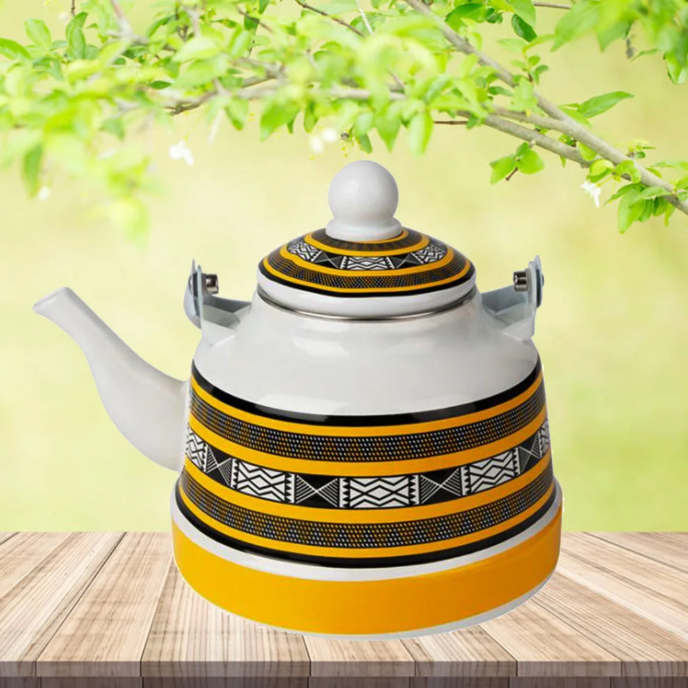 Porcelain Enameled Kettle, Striped ancient clock pot, Large capacity teapot for induction cooker, Enamel boiling kettle , 1.7L