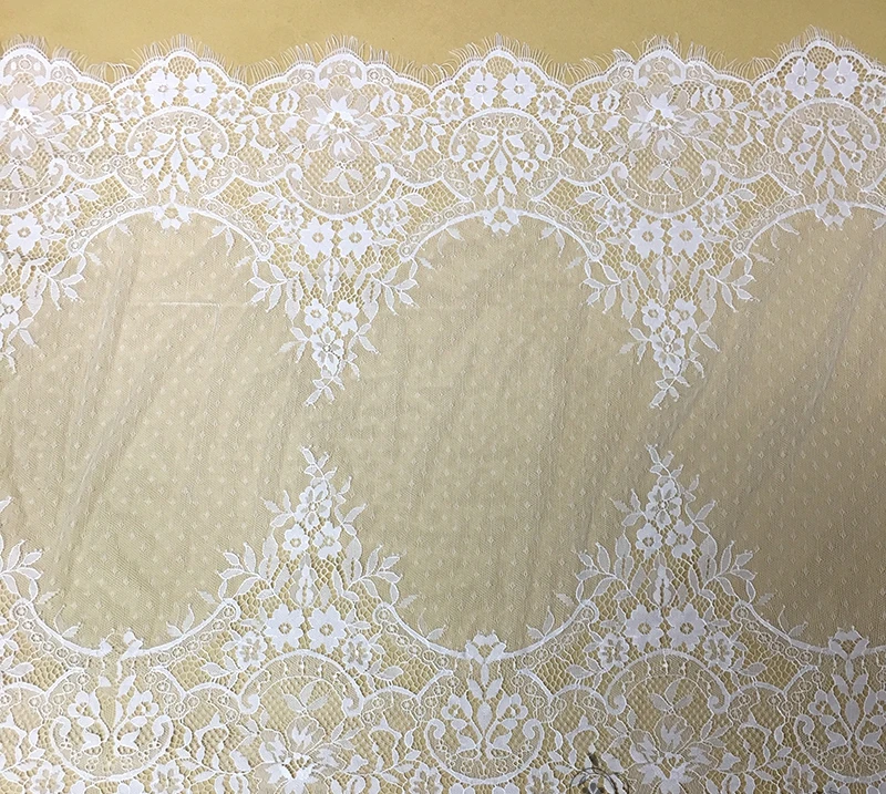 Stile europeo fiori bianchi ciglia pizzo pizzo abbigliamento fai da te tessuto tulle velo da sposa gonna tessuto garza netto