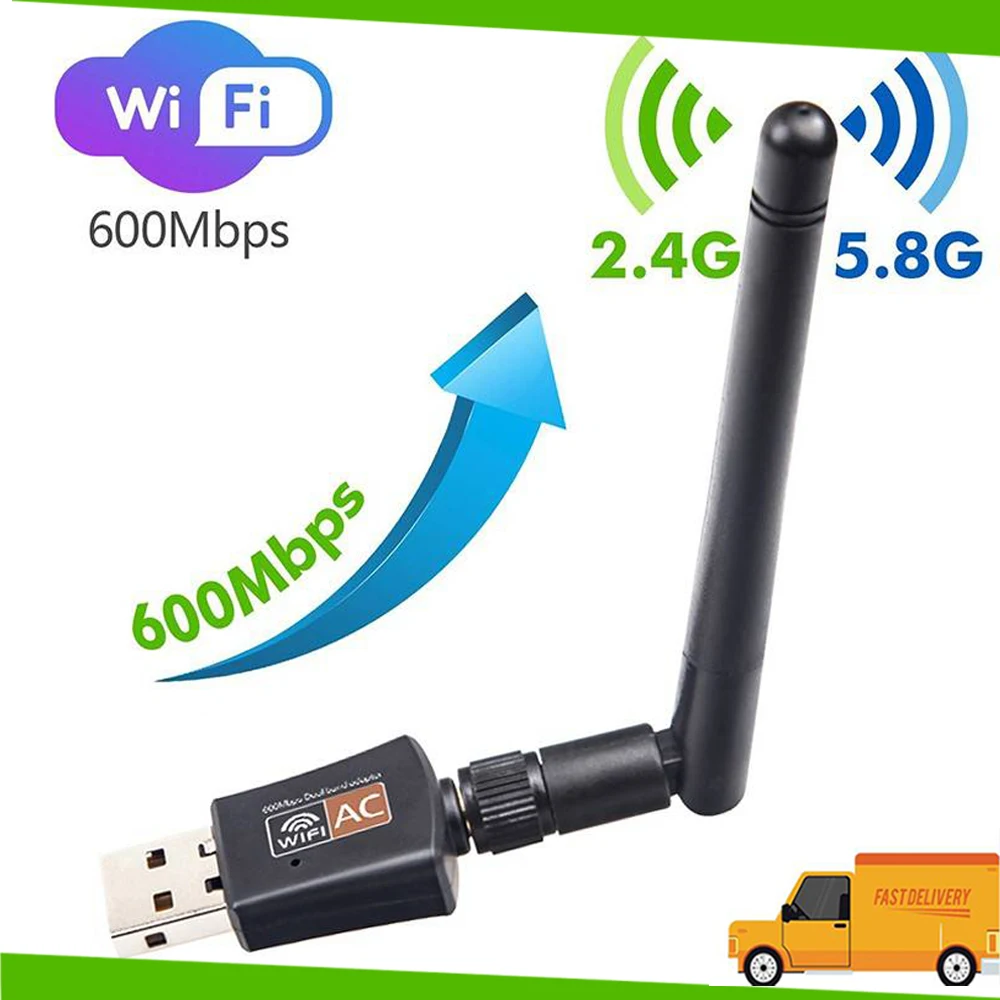 Wifi Adapter 600mbps Wireless Network USB Adapter Dual-band 2.42GHz/5.8GHz LAN Card 802.11ac Network Card Suitable For Desktop