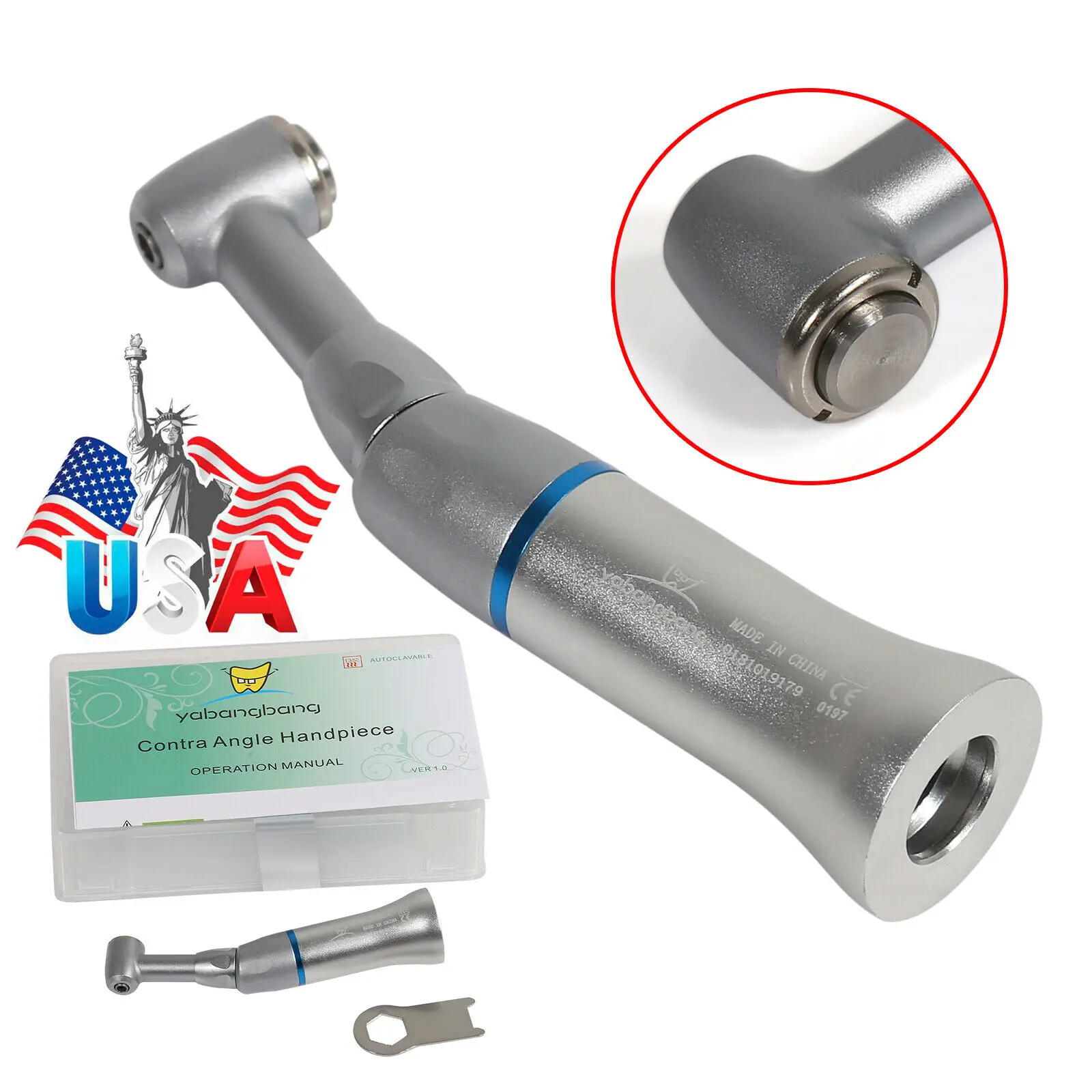 NSK สไตล์ทันตกรรม LED Light ความเร็วต่ำ Handpiece Contra มุม Push ปุ่ม2.35มม.