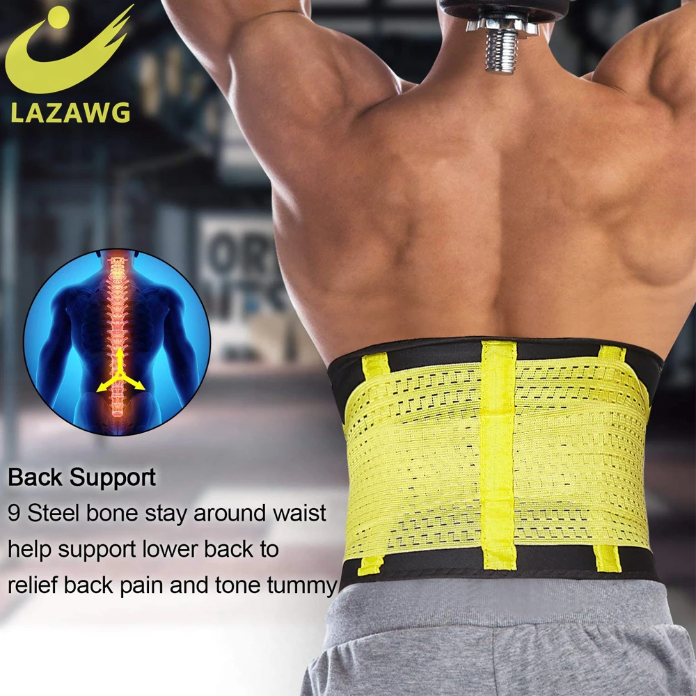 LAZAWG Men Body Shaper Trimmer Belt Workout Gym Waist Trainer Tummy Slimming Sheath Sauna Abdomen Shapewear Weight Loss Corset