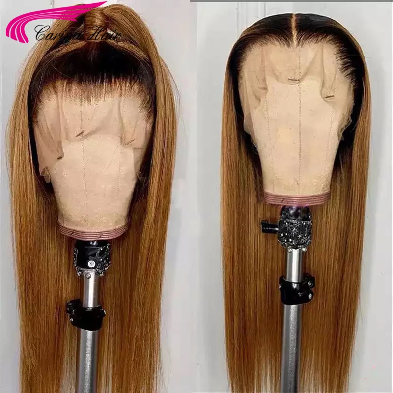 Straight Honey Blond Colored 13x4 Lace Front Wigs Natural Hair 180% Remy Hair Ombre Straight Brazilian Human Hair Wigs For Women