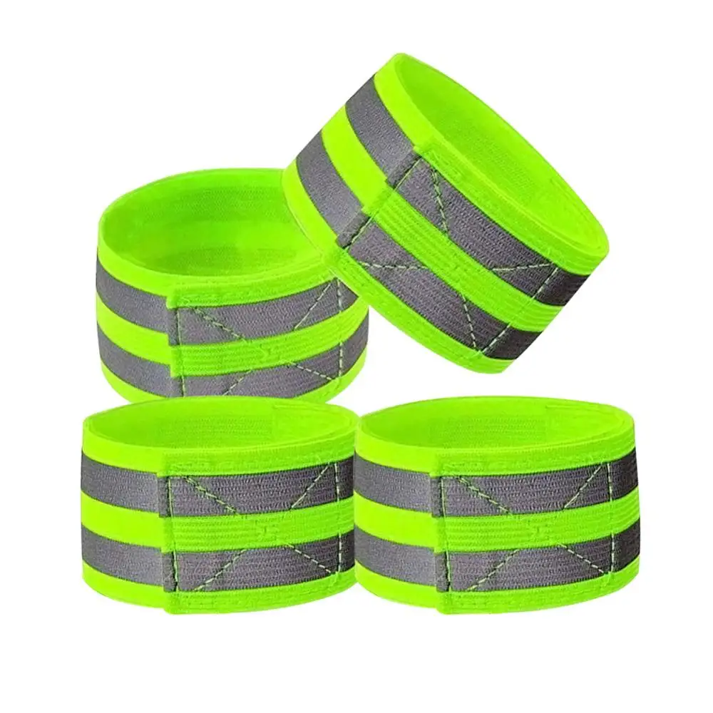 2pcs Reflective Safe Band Strap Wrist Leg Ankle Fluorescent Green Warning Belt Night Running Cycling Jogging Wristband