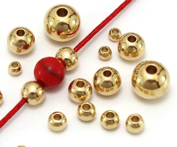 100 PCS 2mm 3mm 4mm 6mm 8mm 10mm  Metal Raw Brass Round Beads DIY Hole  For Jewelry Making