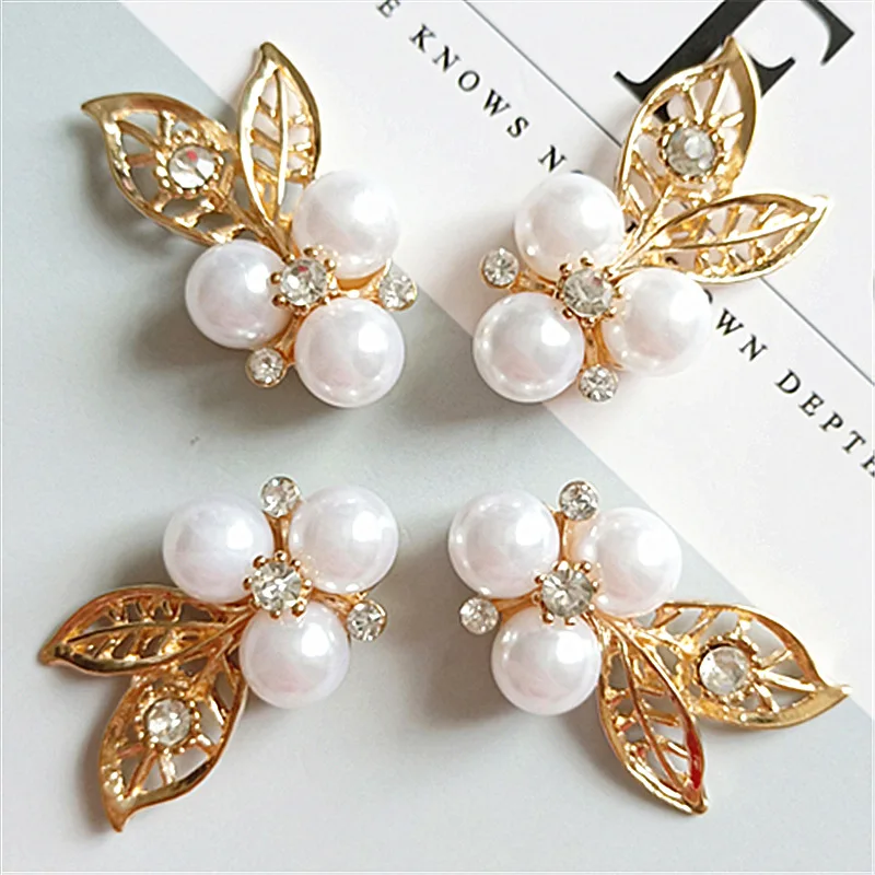 10 pcs/lot Alloy Creative Gold Pearls Rhinestone Buttons Ornaments Earrings Choker Hair DIY Jewelry Accessories Handmade