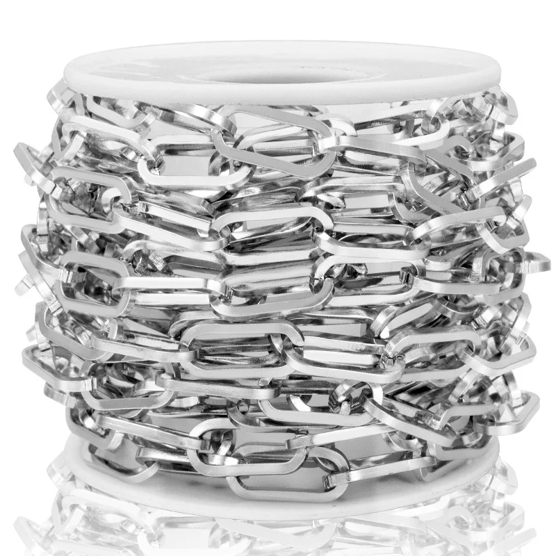 Cadenas de acero inoxidable BL de 1 metro y 6mm, cadena de eslabones cuadrada a granel, colgante artesanal, collar, accesorios para fabricación de joyas