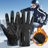 Men Waterproof Winter Cycling Gloves Thermal Fleece Touch Screen Gloves Full Finger Warm Windproof Bicycle Outdoor Skiing Gloves