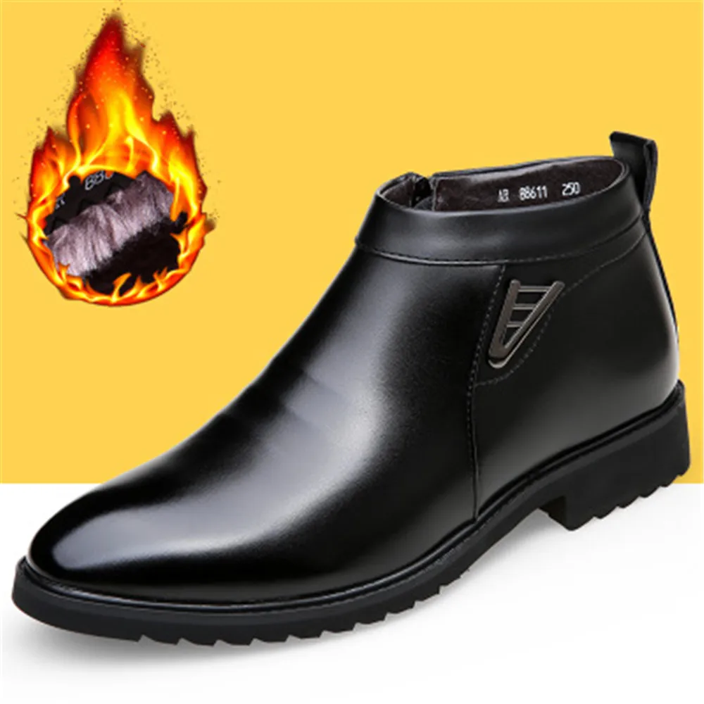 Genuine Leather Shoes Men Chelsea Boots Keep Warm Cotton Shoe For Cold Winter Cow Leather Man Ankle Boots Male Footwear Eu 38-44