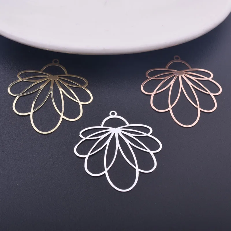 6pcs 31*34mm Rose gold Color Earring Drop Charms Silver Color Earring Aceessories  DIY Jewelry Making