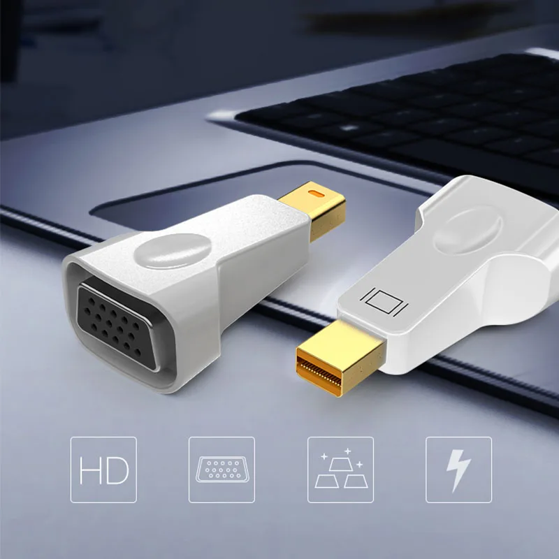 미니 DisplayPort-VGA 어댑터 변환기 미니 디스플레이 포트 남성 DP-VGA 여성 HD TV 케이블 어댑터 PC TV 용 비디오 오디오