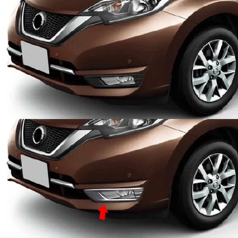 2pcs Fog Light Garnish Styling Fog Lamp Trim For Nissan Note E12 2016/11～ SUS304 Car Styling Stickers Decoratie Car Accessories