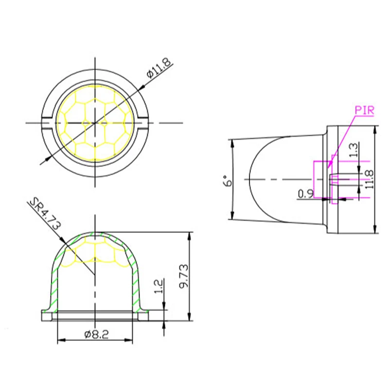 Fresnel lens Infrared induction 120° induction angle 6M distance PIR lens high sensitivity Infrared sensing of human body