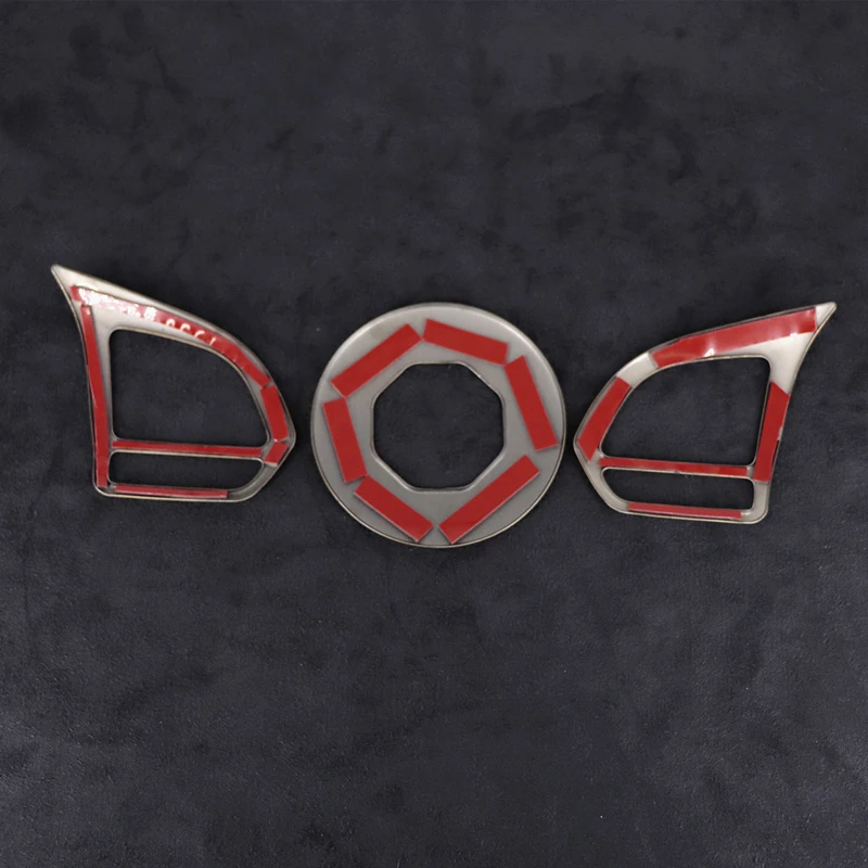 Metal Carbon Fiber 3pcs Steering Wheel Trim Covers Car Accessories For MG ZS EV HS MG6 MG5 EZS 2018 2019 2020 2021