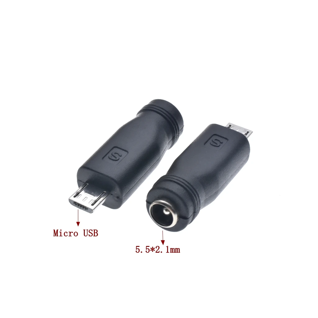 Micro DC Power Adapter DC 5.5x2.1 mm to Micro USB 5V DC power charging cable connector is suitable for mobile phones, tablets