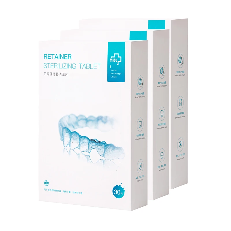 Comprimidos de limpeza para retentor de dentadura Y-Kelin para retentores de limpeza e aparelhos odontológicos remove odores má manchas de descoloração