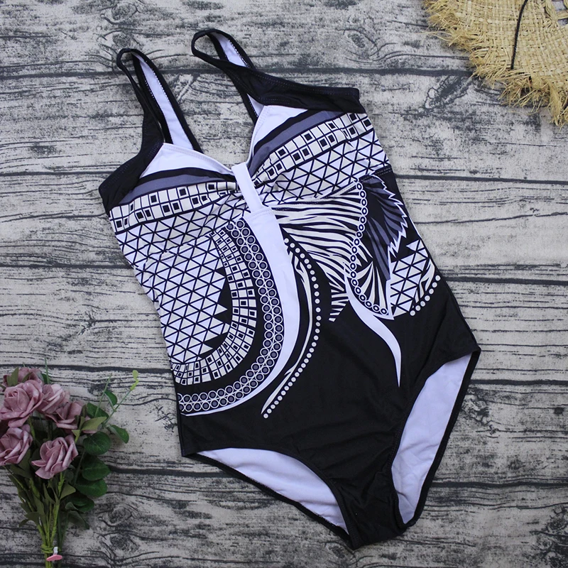 

2025 Women's Comfortable One-Piece Swimsuit Wire-Free Print Bodysuit Sexy Swimwear with Built-In Pads Beachwear Bathing Suit