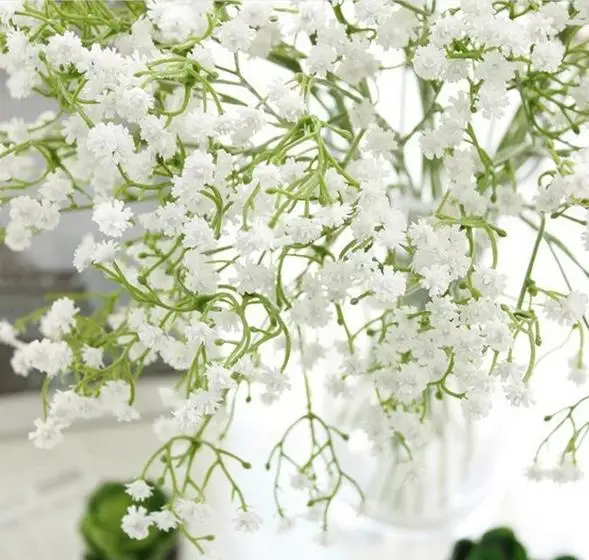 สีขาวBabys Breathดอกไม้Gypsophilaพลาสติกดอกไม้สำหรับตกแต่งบ้านDIYพ.Partyตกแต่งดอกไม้ปลอม