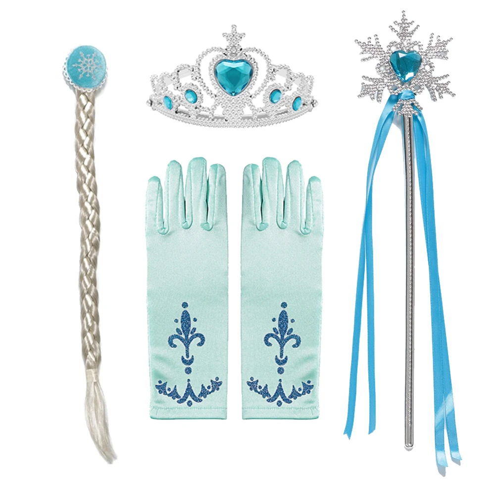 Pretty Elsa Accessories for Girls Headwear Cosplay Snow Queen Children Jewelry Party Fancy Princess Casual Dresses Accessories