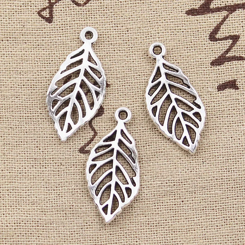 30pcs Charms Hollow Curved Leaf 29x13mm Antique Silver Color Pendants DIYCrafts Making Findings Handmade Tibetan Jewelry