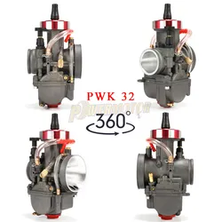 PWK 28 30 32 34mm Motorcycle Flat Curtain Carburetor with Power Jet For 4 Stroke 250cc Dirt Bike Motocross Universal Carburetors