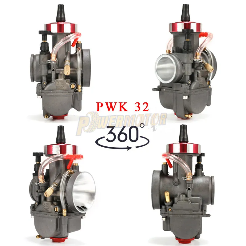 Gaźnik płaski z przepływomierzem (Power Jet) PWK 28 30 32 34mm do motocykli, uniwersalny, do silników 4-suwowych 250cc, do motocykli terenowych i motocrossowych.