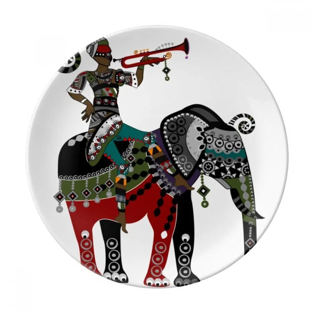 

Elephant Trekking China Minority Dressing Dessert Plate Decorative Porcelain 8 inch Dinner Home