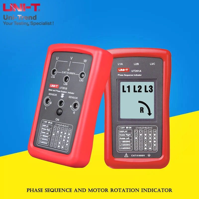 UNI-T UT261A/UT261B Phase Sequence and Motor Rotation Indicator; Non-contact rotating magnetic field tester