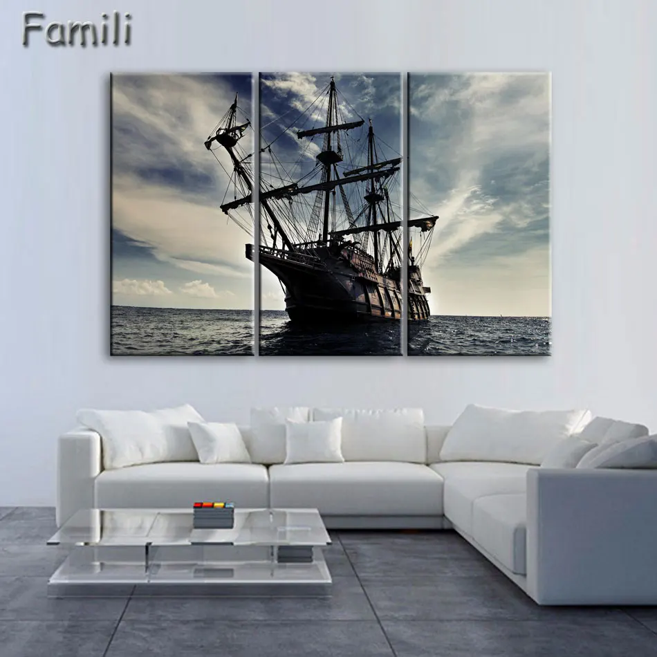 3Piece Sail Boat Canvas Arts Wall Pictures For Living Room Modern Poster and Printed Wall Canvas Art Home Decor Unframed