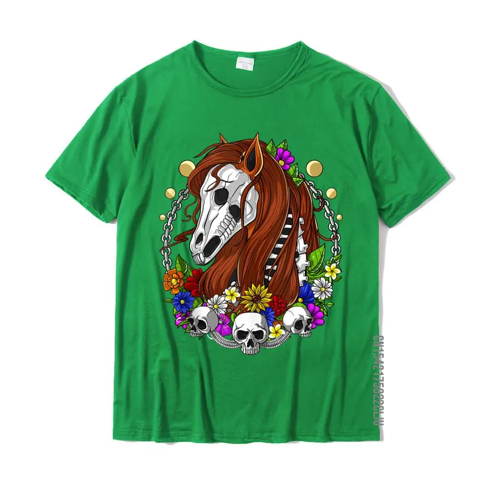 Horse Skull Psychedelic Floral Hippie Gothic Forest Flowers Cotton Tops Shirts For Men Design Top T-Shirts Summer Wholesale