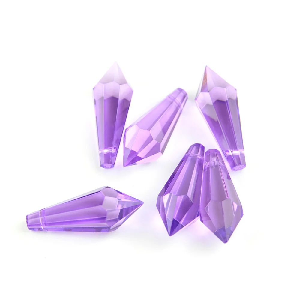 38mm Lilac Crystal Multifaceted Icicle Chandelier Pendant Glass U-Drop Pendant