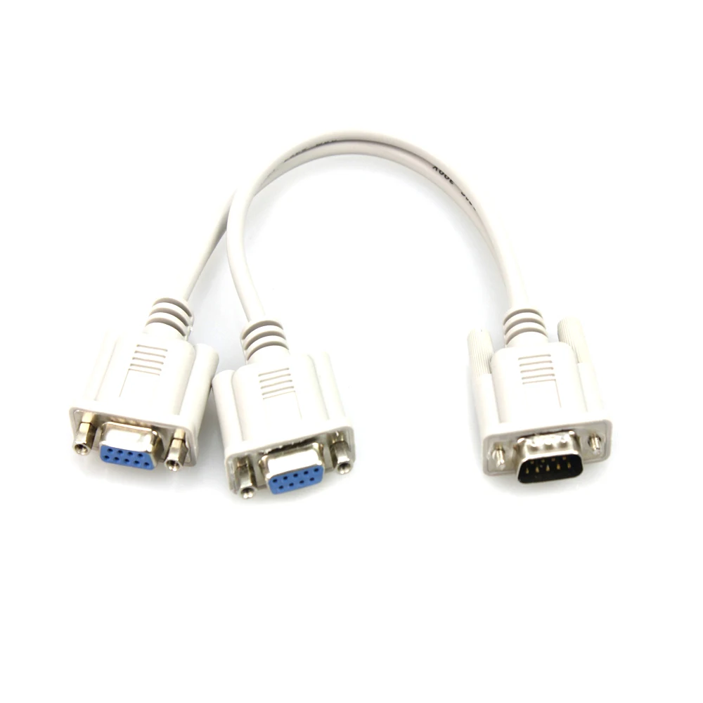 DB9 Male to 2 Female Serial Rs232 Splitter Cable Rs232 Male to 2 Female 2 in One Cable for Cash Register Displays