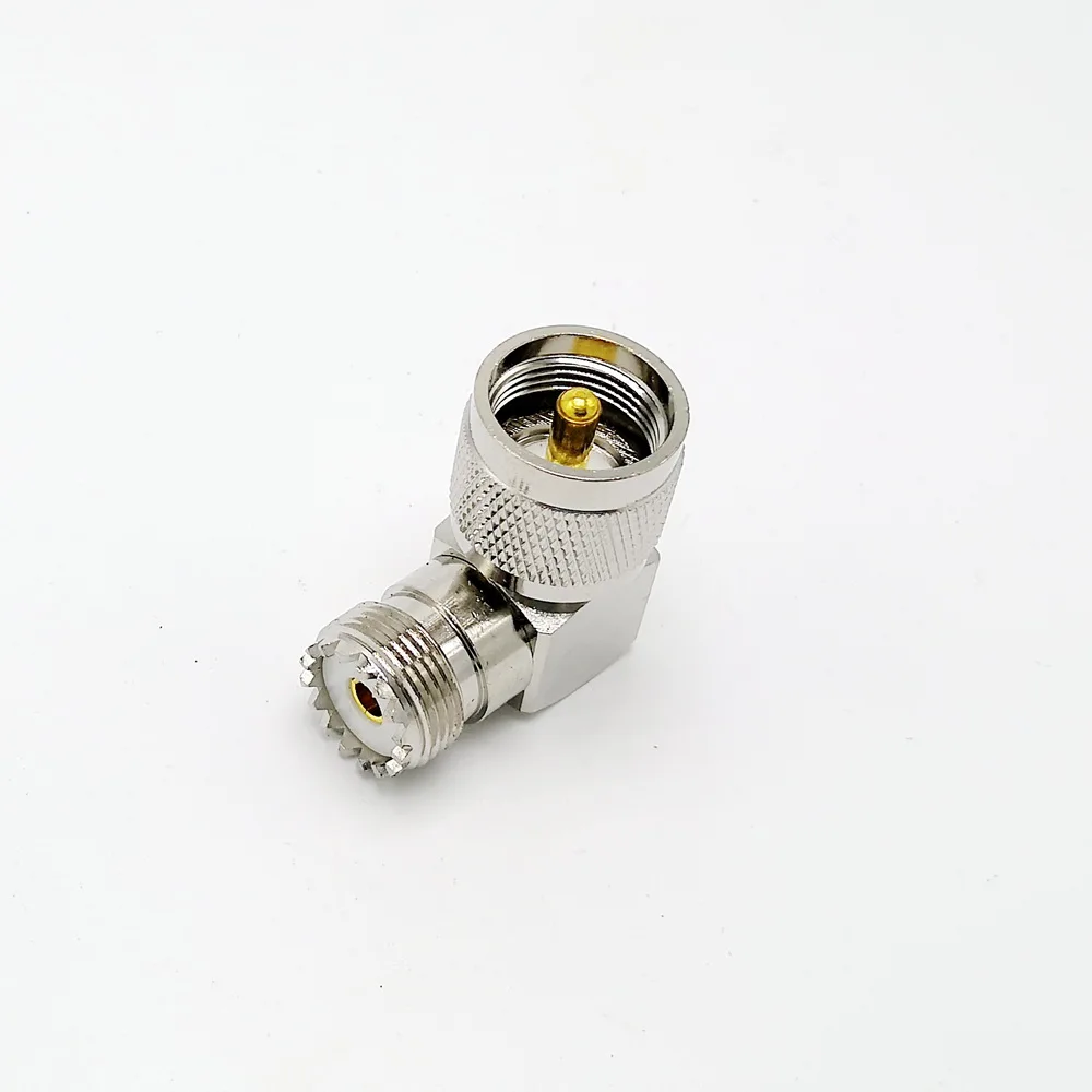 Adaptador do ângulo direito da frequência ultraelevada sl16 conector m tipo macho da frequência ultraelevada ao conector fêmea da frequência ultraelevada para a antena do walkie-talkie 1 pces