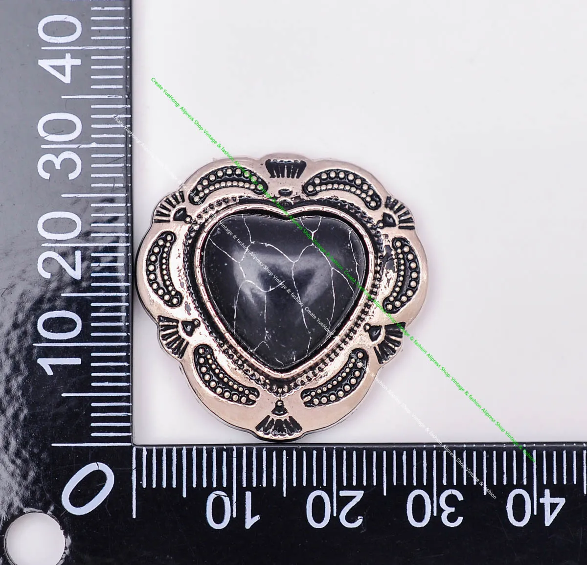 10X Silber Indische Blume Kunst Echt Grün Liebe Herz Türkis Leathercraft Haar Zubehör Nähen Schaft Taste Concho Verschluss – Detail 26