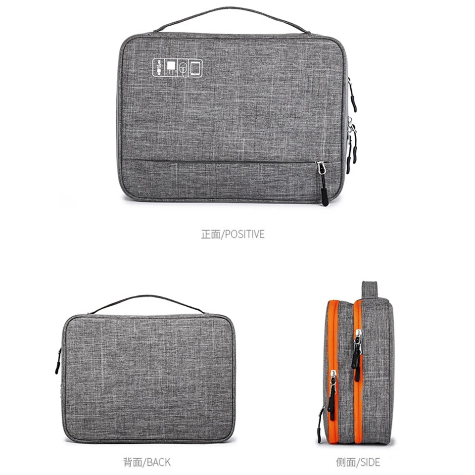 Bolsa de juego de accesorios electrónicos de doble capa, estuche organizador portátil para iPad, discos duros, Cables, h