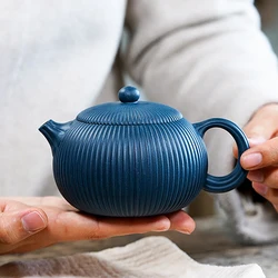 260CC Real Handmade Yixing Teapot Azure Clay Xishi Pot Chinese Kettle Kung Fu Zisha Tea Set Pure Teaware