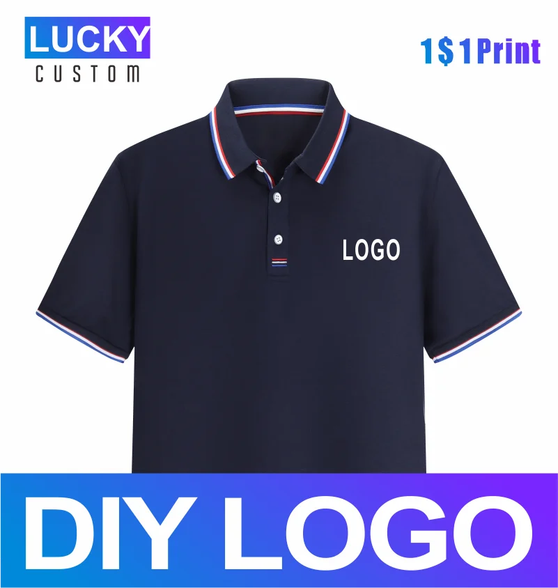 LUCKY2020 New Business Fashion Polo Shirt Casual Personal Company Custom Embroidered Polo Shirt Men's Short Sleeve High Quality