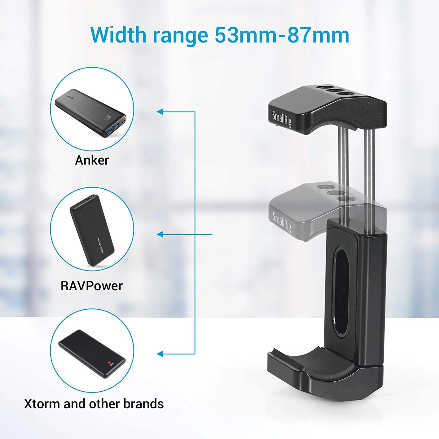 SmallRig Holder for Portable Power Banks Quick Release Clamp Mount For 53mm-87mm Portable Chargers Aluminum Powerbank-2336