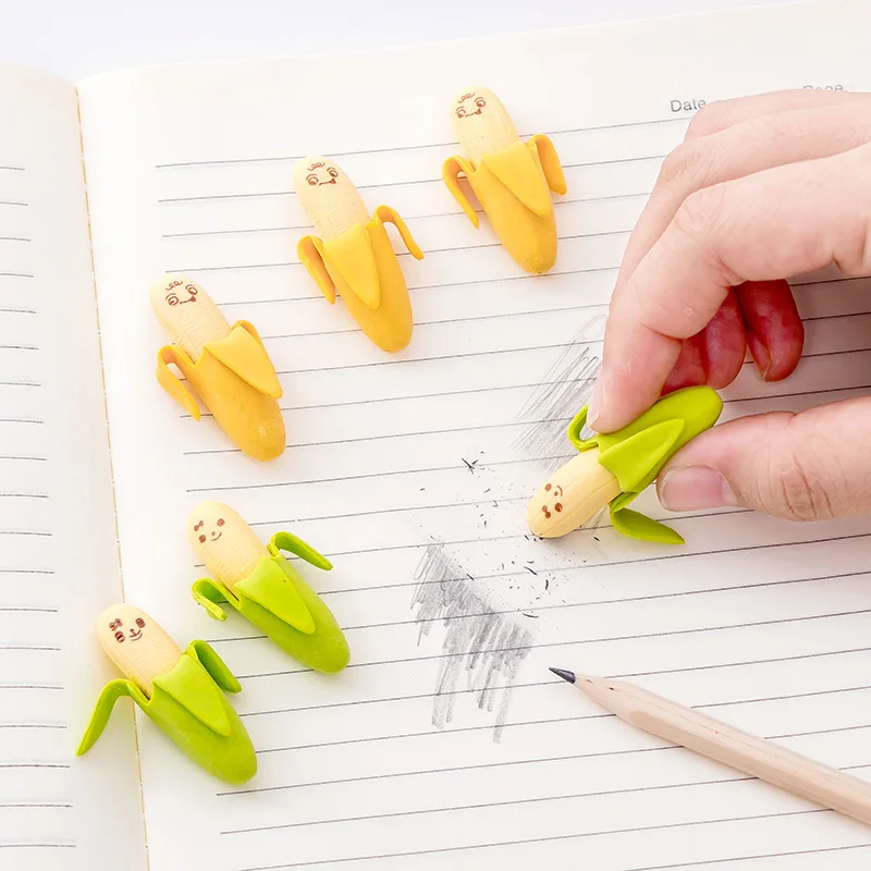 2 Pcs/Lot Lovely Banana Eraser Students Eraser Stationery Wholesale