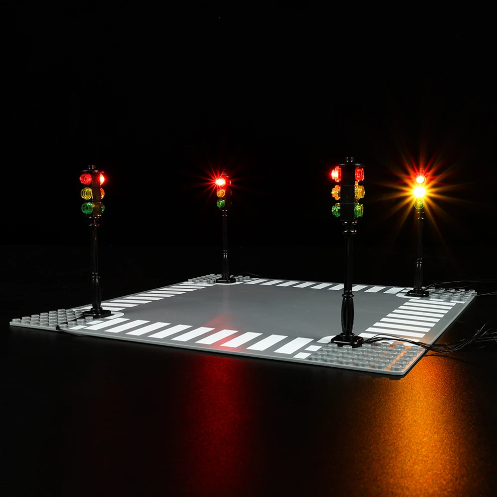 EASYLITE LED Street Traffic Signal Light For City Series Bricks Block Set Model