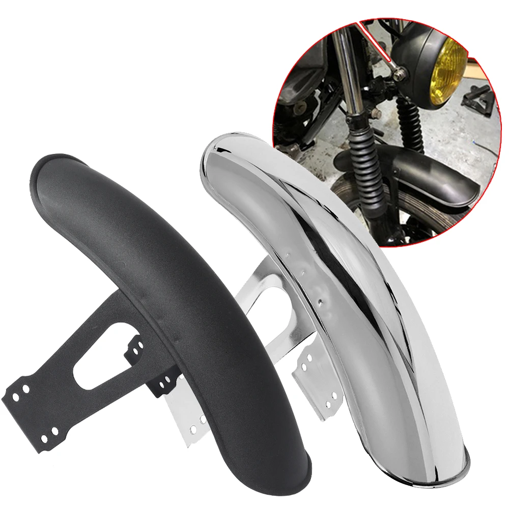 

Black/ Chrome Metal Motorcycle Front Fender Protector Mudguard Cover For Honda CG125 Motorbike Retro Retrofit Fender Mud Guard