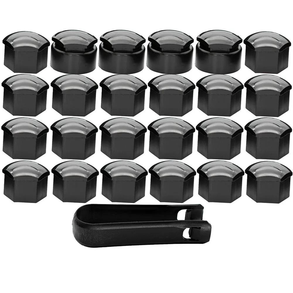 24pcs 17MM Car Black Wheel Cap Covers Wheel Nuts Bolt Trims Studs Plugs Auto Exterior Parts For Opel BMW Benz