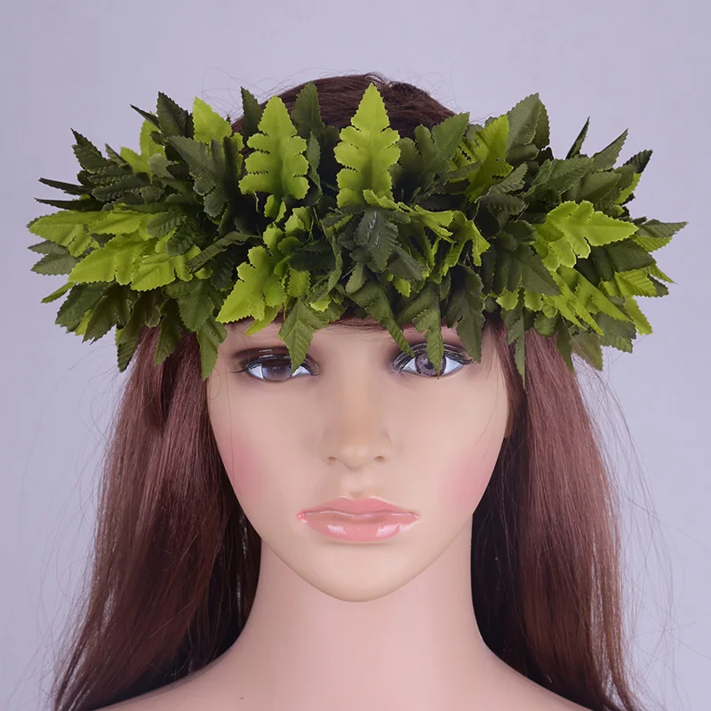 MIXED COLOR Free Shipping HC30001B 25pcs/lot 50CM 5Color Artificial Silk Fern Leaves Headband Hair Accessories Hawaii Party Haku