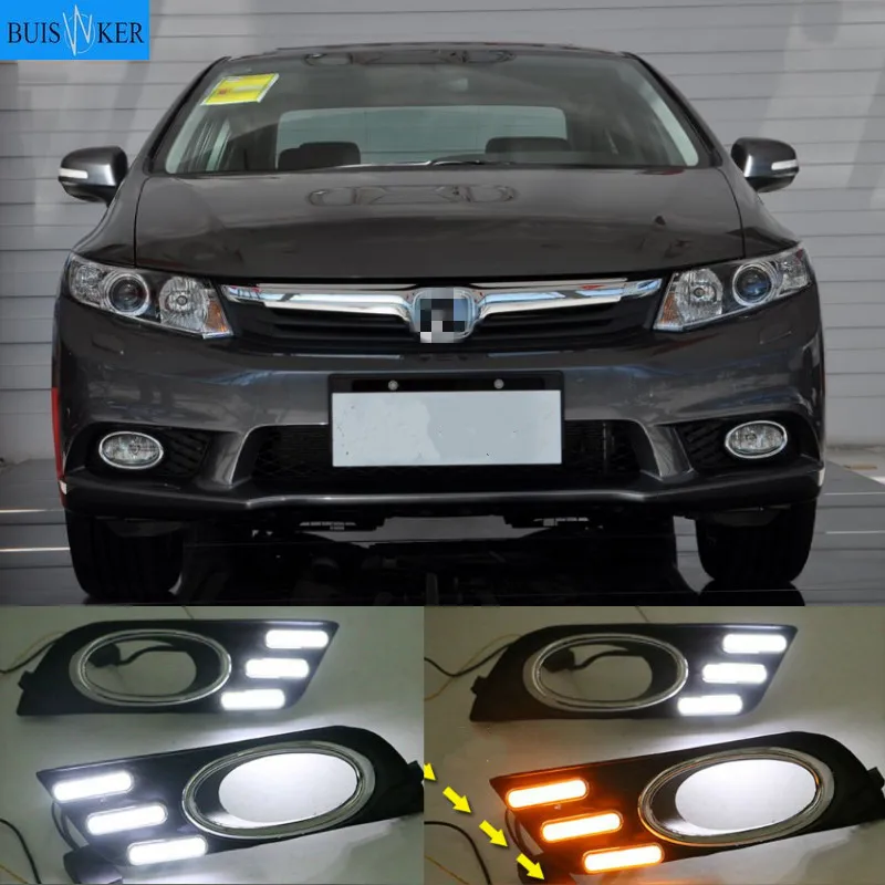 

Car Special LED DRL Daytime Running Light Accessories with Fog Lamp Cover For Honda Civic 9th 2011 2012 2013 Relay 12V