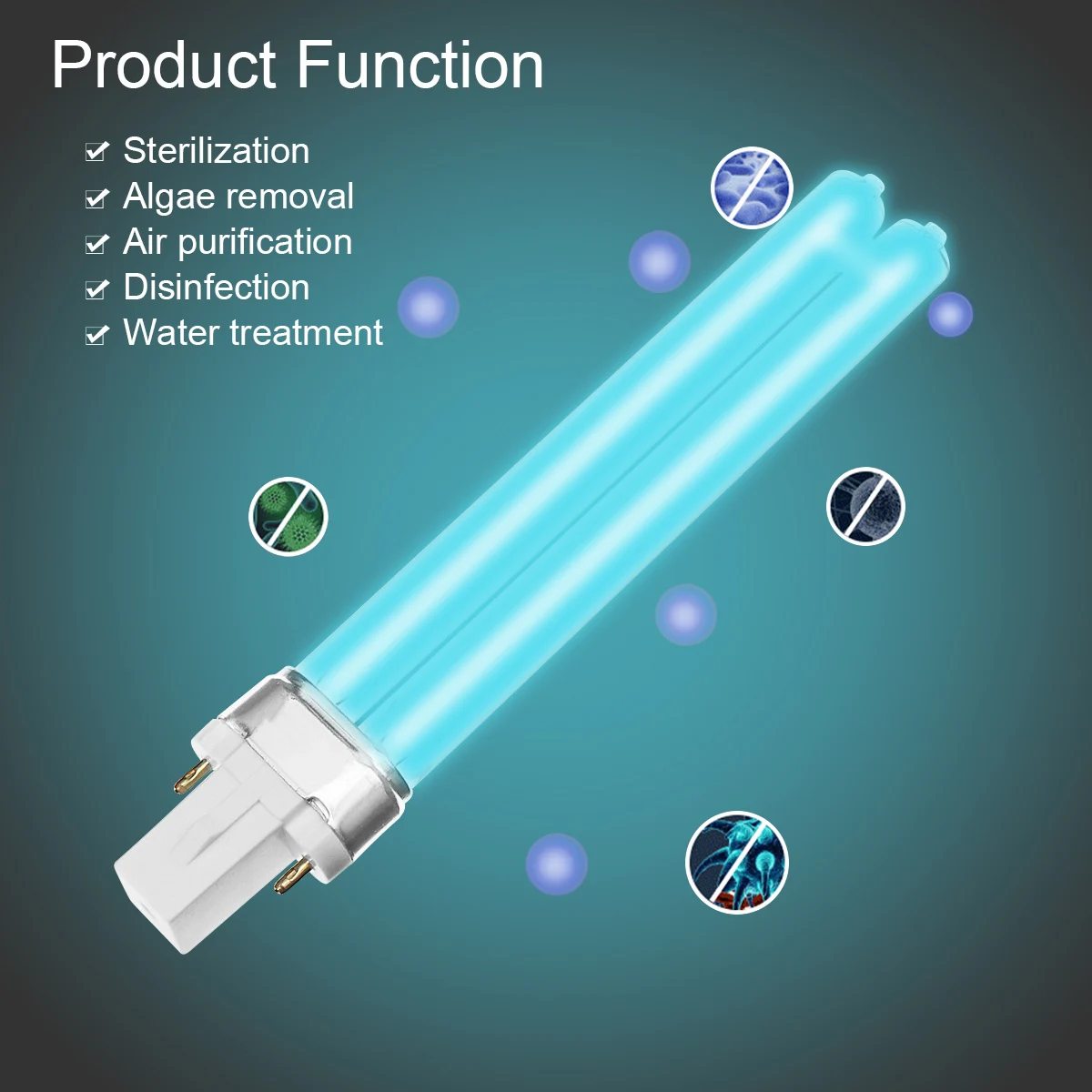 Quartz UV Sterilizer Lamp 5W 7W 9W 11W 13W G23/2G7 Tube Bulb UVC H-Shape Air Disinfection Ultraviolet Light Deodor Lighting Tube