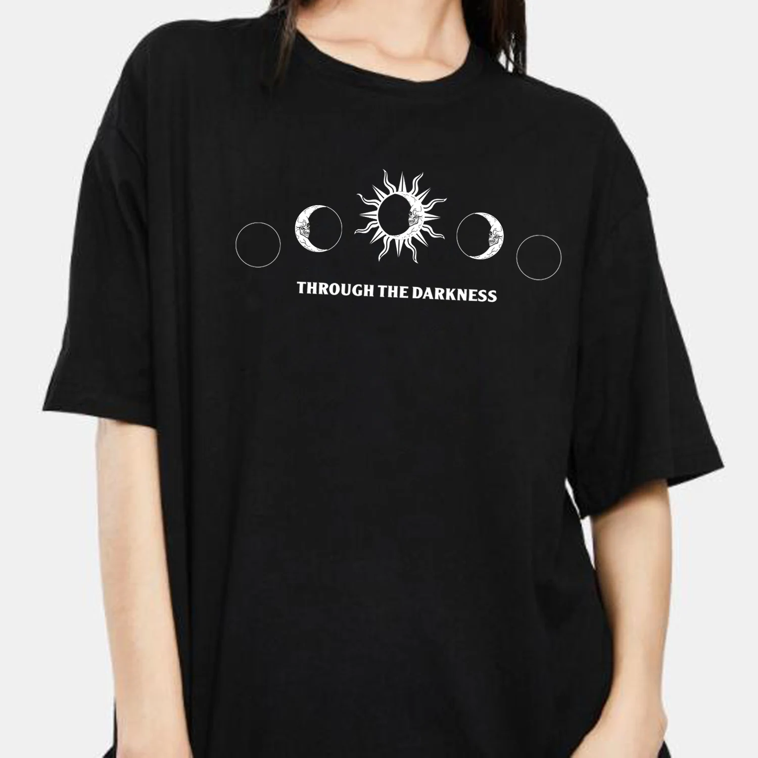 

Skull Moon Phases Gothic T Shirt Summer Fashion Oversized Women T-shirts Goth Tops Streetwear Tshirts Clothing Grunge Clothes