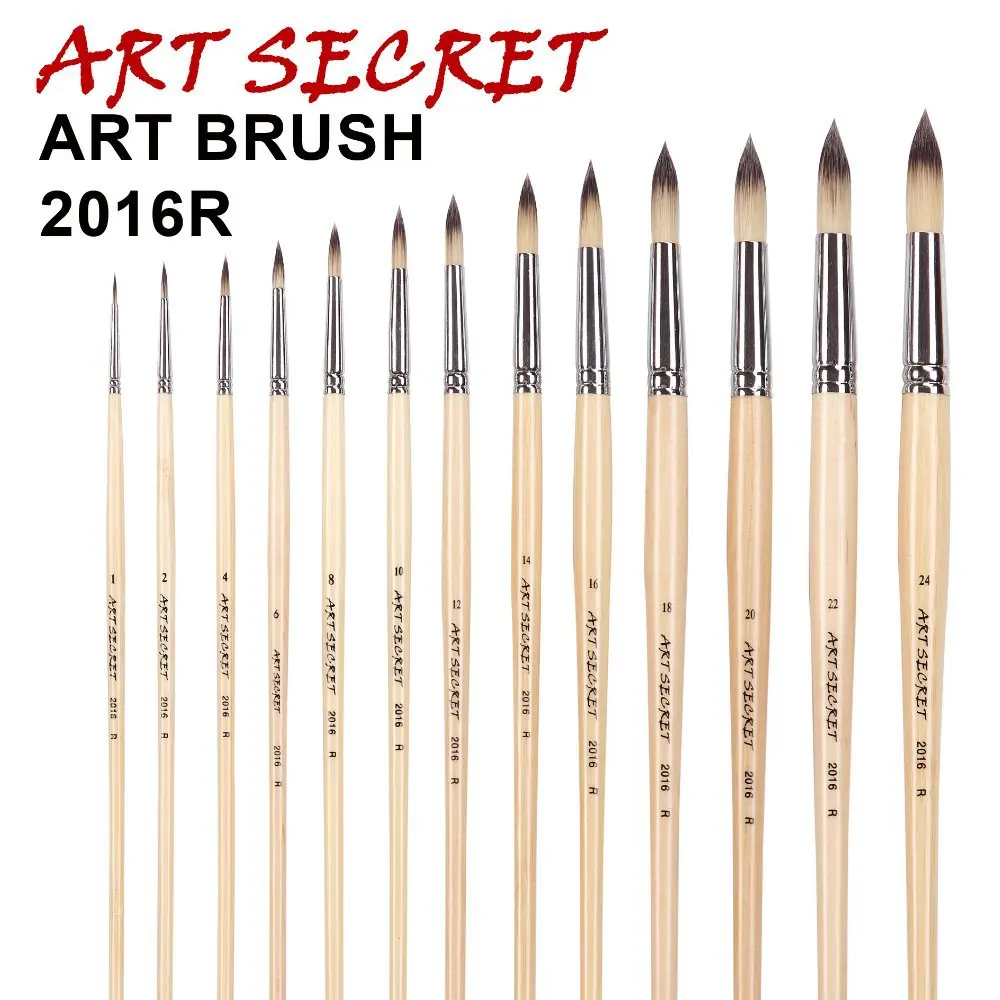 

Artsecret Professional Paint-Brushes 2016R Taklon Hair Yellow Natural Acrylic Watercolor Art Long Rod Have Defects