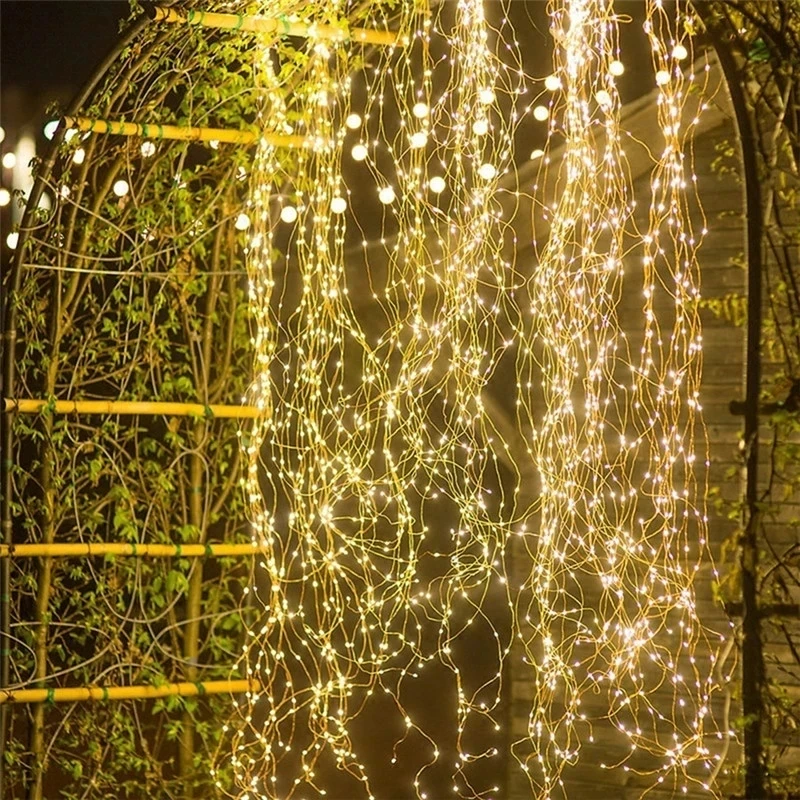 Outdoor 2Mx10 200LED Solar Vines Branch LED String Fairy Light Outdoor Garden Fence Tree LED String Fairy Branch Light