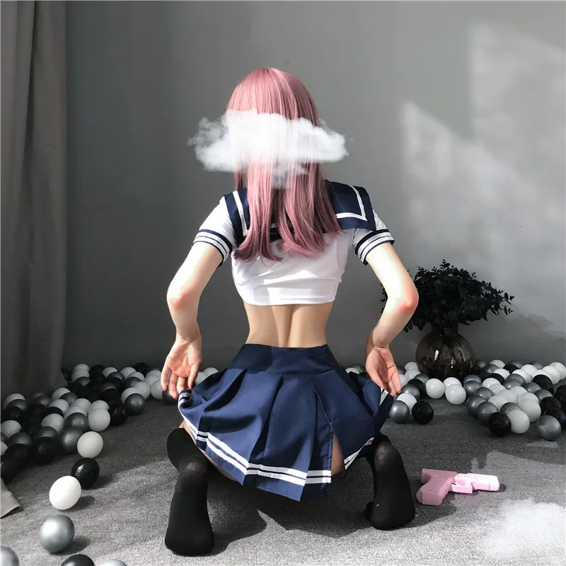 NEW School Girl Japanese Plus Size XL Costumes Women Sexy Cosplay Lingerie Student Uniform With Miniskirt Cheerleader Outfit